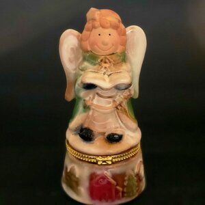 Vintage Greenbrier International Porcelain Christmas Singing Angel Trinket Box